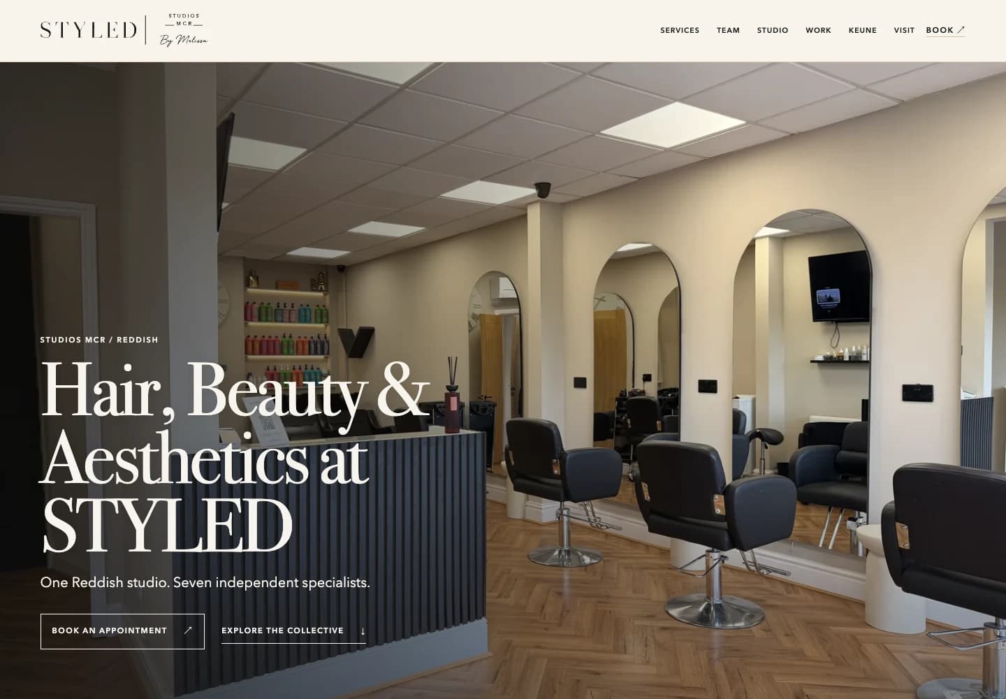 The completed STYLED Studios homepage and visual identity
